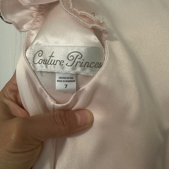 COUTURE PRINCESS Elegant Pink Kids Dress with Pearl Accents - Picture 11 of 13